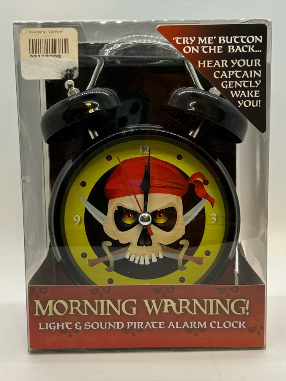 Pirate Skull Bell Alarm Clock Lights Sound ~ Swab the Decks by Streamline Inc